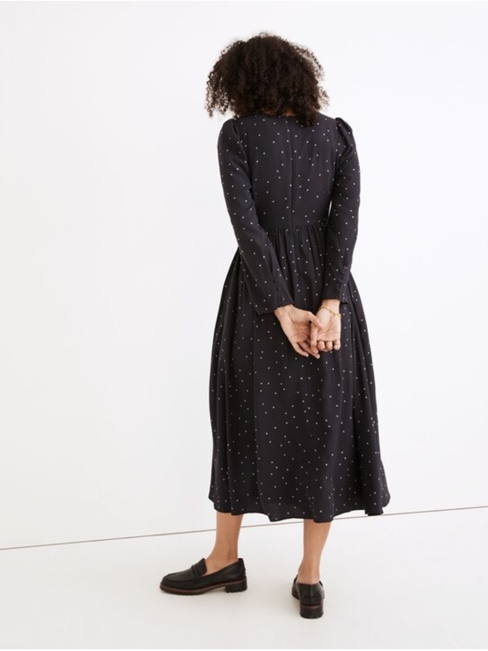 NWT Madewell Alicia Night Stars Midi Dress XS Puff Sleeve Celestial Cottagecore - Picture 3 of 12